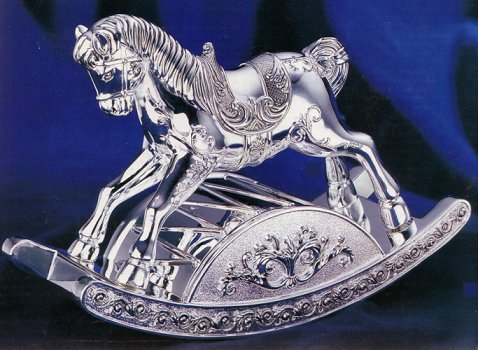 Silver-plated Musical Rocking Horse by Wallace Silversmiths