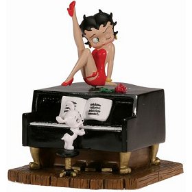 Betty Boop on Black Baby Grand Piano Musical Figurine
