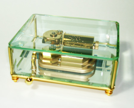 Elegant Crystal Music Box on Brass Feet 1.30 