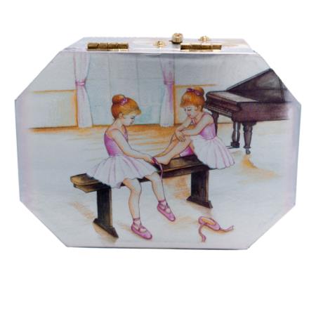 two young ballerinas sitting-on piano bench-jewelry-box 