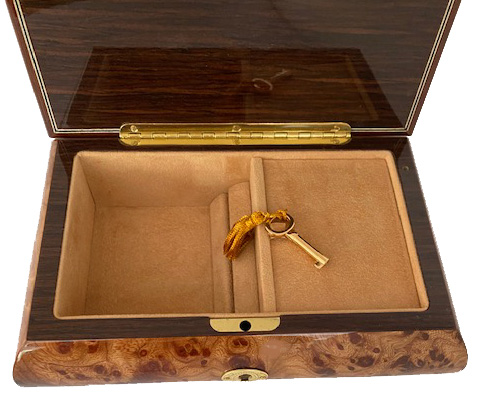 Elm music box with two butterflies, interior view
