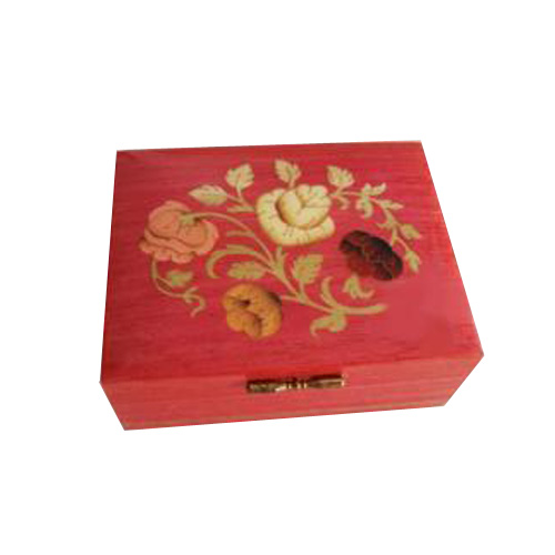 Floral Inlay on Coral Colored Vintage Box