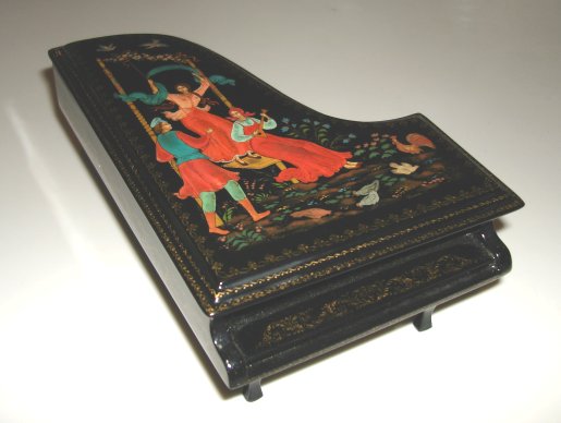 Russian Enamel Piano Box  -  Artist signed