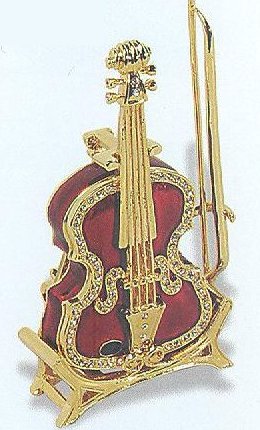 Jeweled Violin Box with Stand