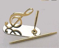 Brass and Chrome Pen Stand G Clef
