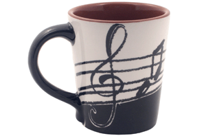 Mug - Ceramic Latte 14 oz. G Clef & Notes
