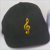 Black Baseball Cap with Gold embroidered Treble Clef