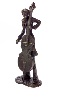 Bronze Double Bass Player Figurine