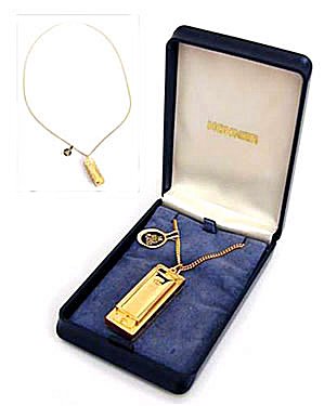 Miniature Hohner gold Little Lady Harmonica in blue presentation box