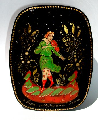 Russian Enamel Box with Violinist