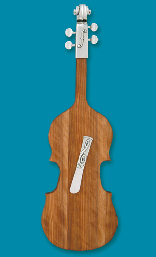 Birch Violin Cutting and Serving Board with Pewter Trim