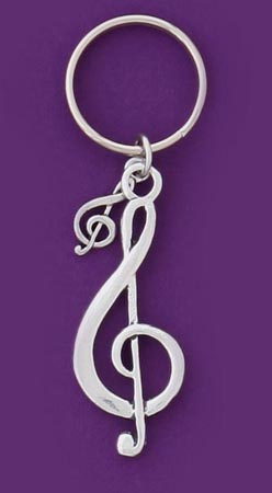 Keychain Polished Pewter Treble Clef