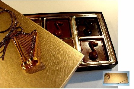 Chocolate Candy Notes in Gift Box with Gold plated instrument-ornament