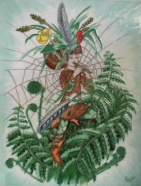 Pand Piper among Ferns Art Tile