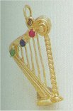 Charms 14K Jeweled Harp