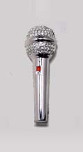 Silver jeweled Microphone Pin