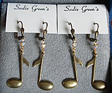Eighth Note Earrings (gold color) by Sadie Green