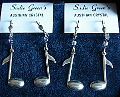 Eighth Note Earrings (silver) by Sadie Green