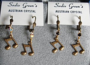 Double 8th Note Earrings (gold color) by Sadie Green