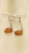 Amber and Sterling Necklace 16th Notes 