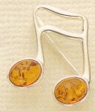 Amber and Sterling Pin 16th Notes 