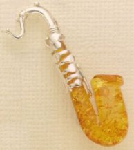Amber and Sterling Pin Saxophone