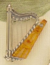 Amber and Sterling Pin Harp