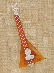 Amber and Sterling Pin Balalaika