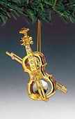 24K Gold Plated Ornament Violin with Austrian Crystals