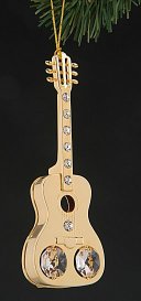 24K Gold Plated Ornament Guitar with Austrian Crystals