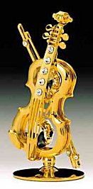 24K Gold Plated Table Top Violin with Austrian Crystals