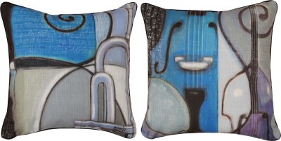 Pillows - Cool Jazz Reversible Pillow  features Bass and Trumpet