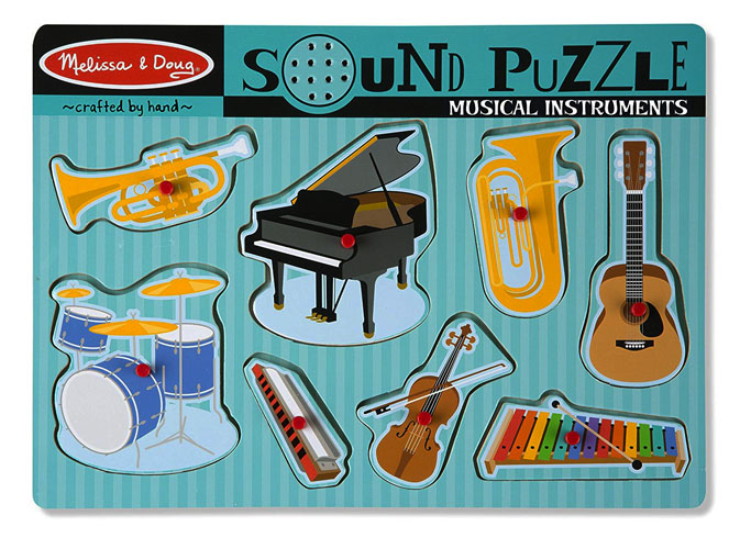 easy grip pegs on sound puzzle of instruments