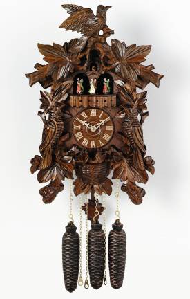 Carved Cuckoo Clock Musical with Dancers 