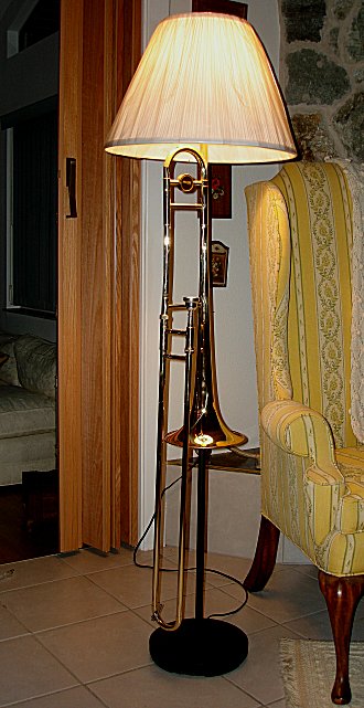 musical floor lamp made of Trombone