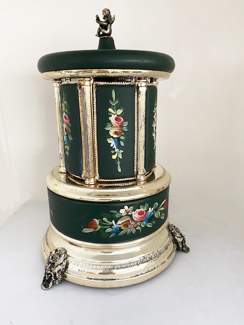 Hand Painted Flowers on Forest Green Musical Carousel Mosque