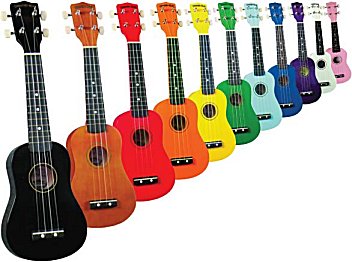 Diamond Head Saprano Ukuleles in various colors 