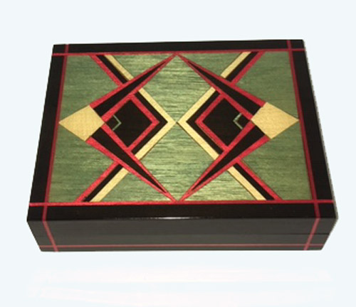 Angular geometric italian inlay on black music box