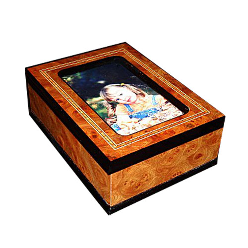 Upscale Inlaid wood Photo Frame 30 note  Music Box