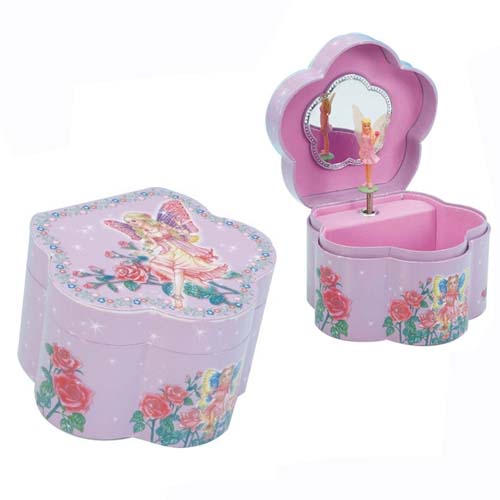 Jewelry Box with Fairy Ballerina in Flower Shaped Box