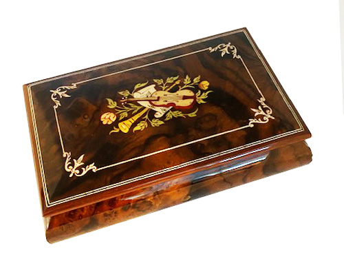 lovely instrument and floral inlay musical box for 50
