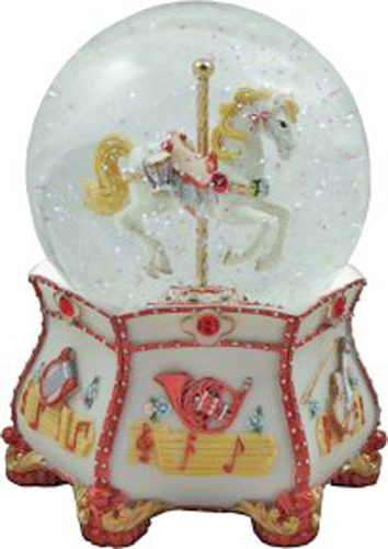The Maestro Carousel Horse in Snow Globe 