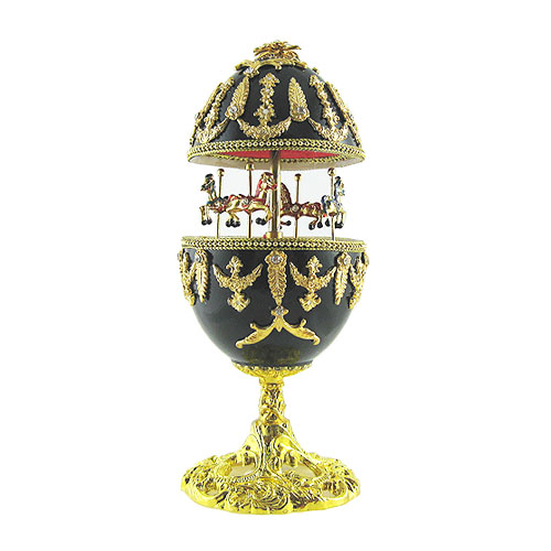 Musical Ornate Merry Go Round Goose Egg
