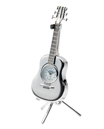 Miniature Clock Accoustic Guitar on stand