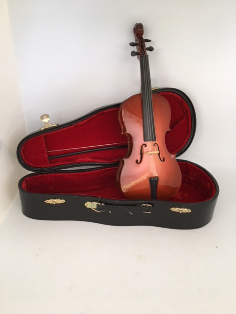 Miniature cello and bow with case 9.5