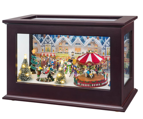 Heirloom Music Box with Christmas Scene and Carousel 