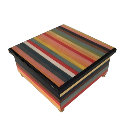 Multi-Colored Italian Inaly Striped Music Box