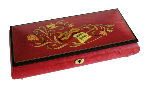 Wine Red Music box with graceful Swirl of flowers frame Musical ...