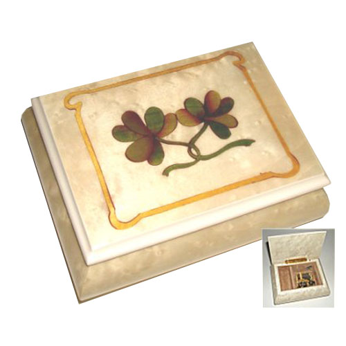 Music Box with Shamrocks and White Border