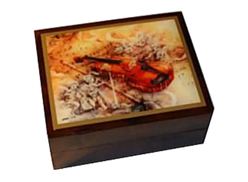 Musical Box with Violin and Angels decoupage